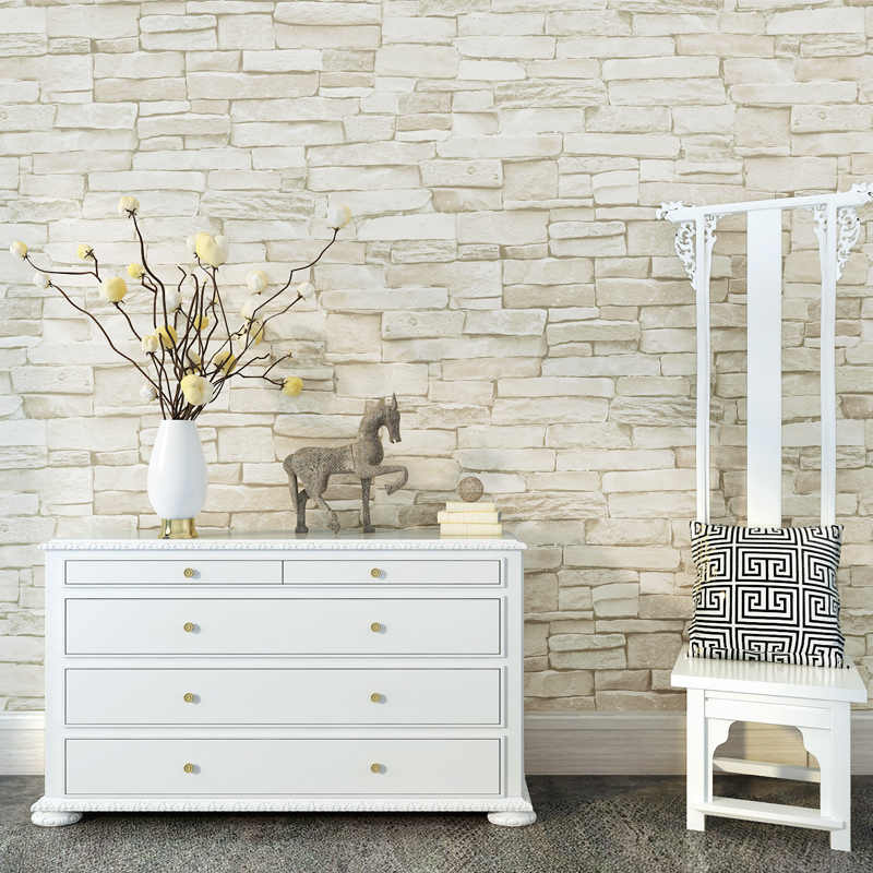 Vintage Brick Wallpaper 3d White Black Modern Papel - Chest Of Drawers - HD Wallpaper 