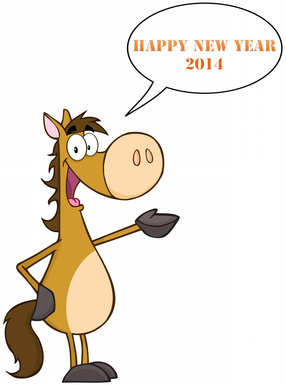 Funny Horses With 2014 Banners Happy New Year - Animated Cute Happy New Year - HD Wallpaper 