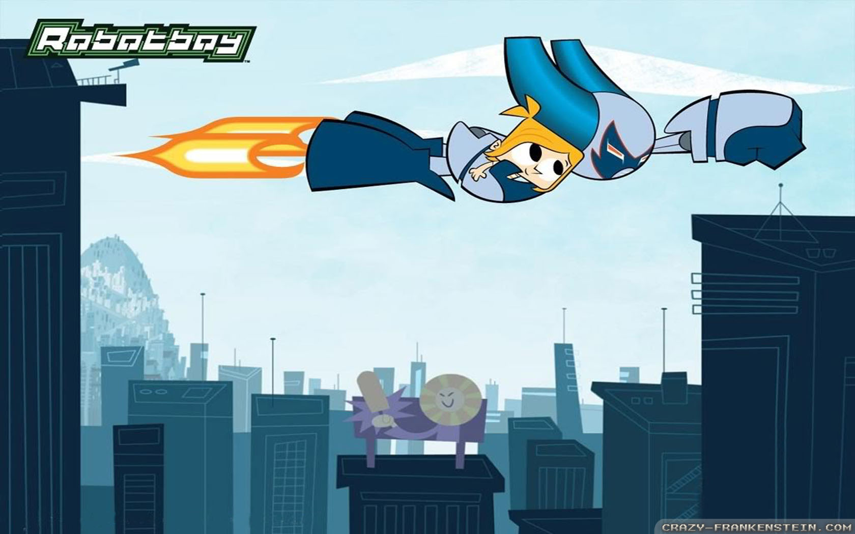 Robot Boy City Background - HD Wallpaper 