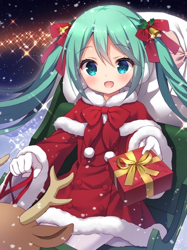 Hatsune Miku, Santa Costume, Gifts, Twintails, Cute, - HD Wallpaper 