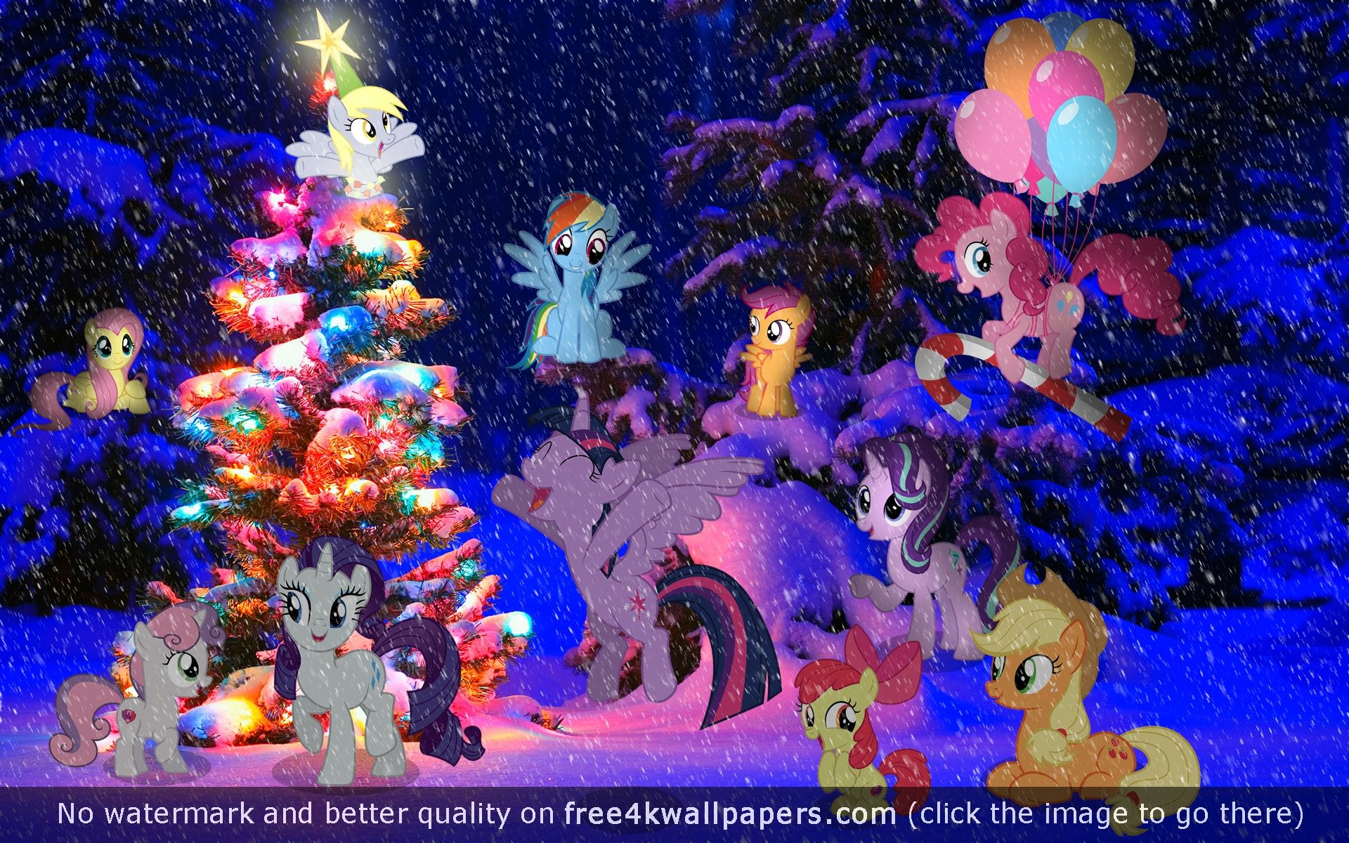 Snowy Christmas Tree Lights - HD Wallpaper 