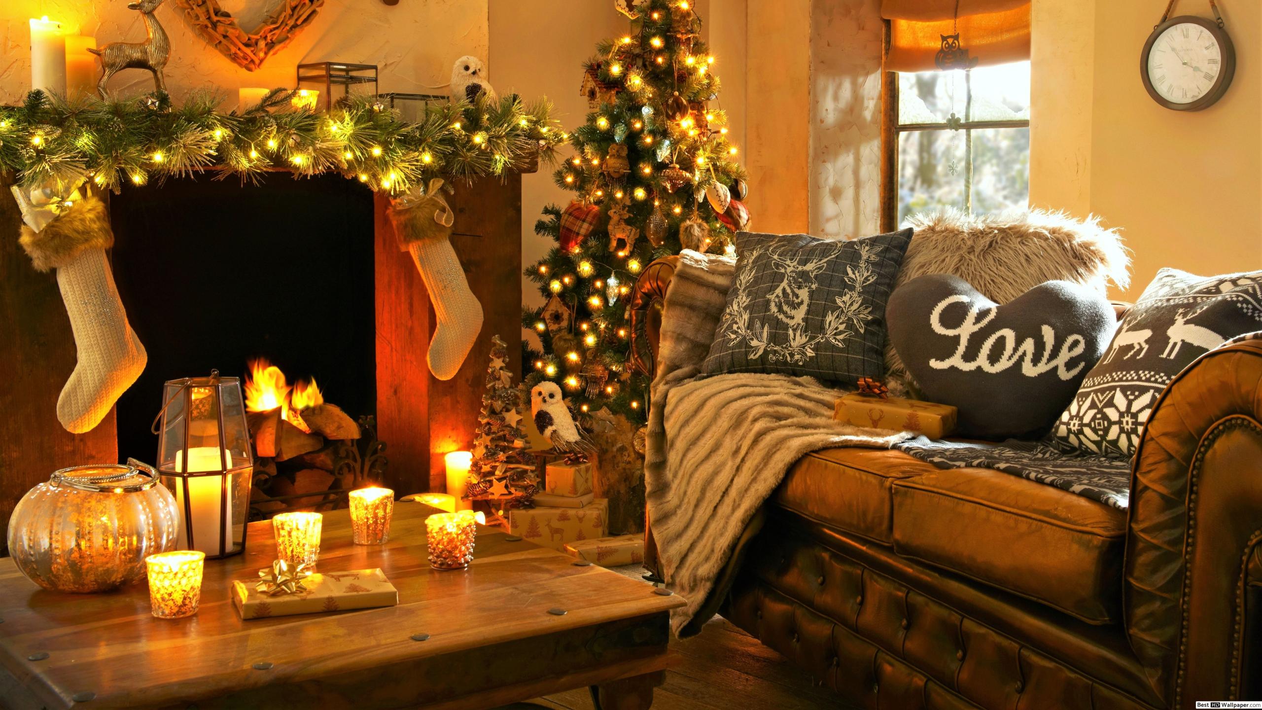Living Room Christmas Home Hd - HD Wallpaper 