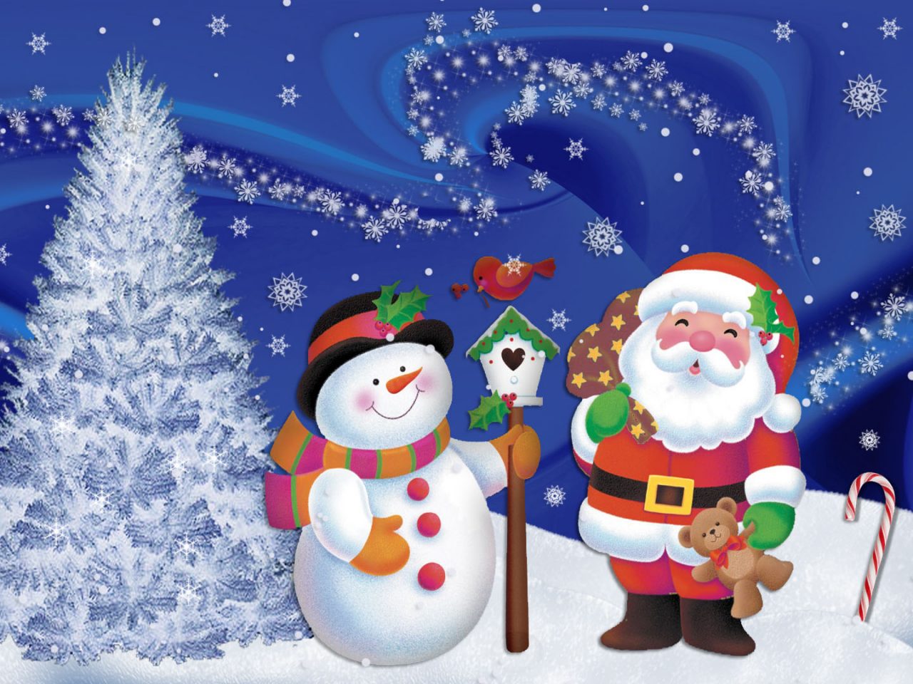 Cartoon Image Christmas Scene - HD Wallpaper 