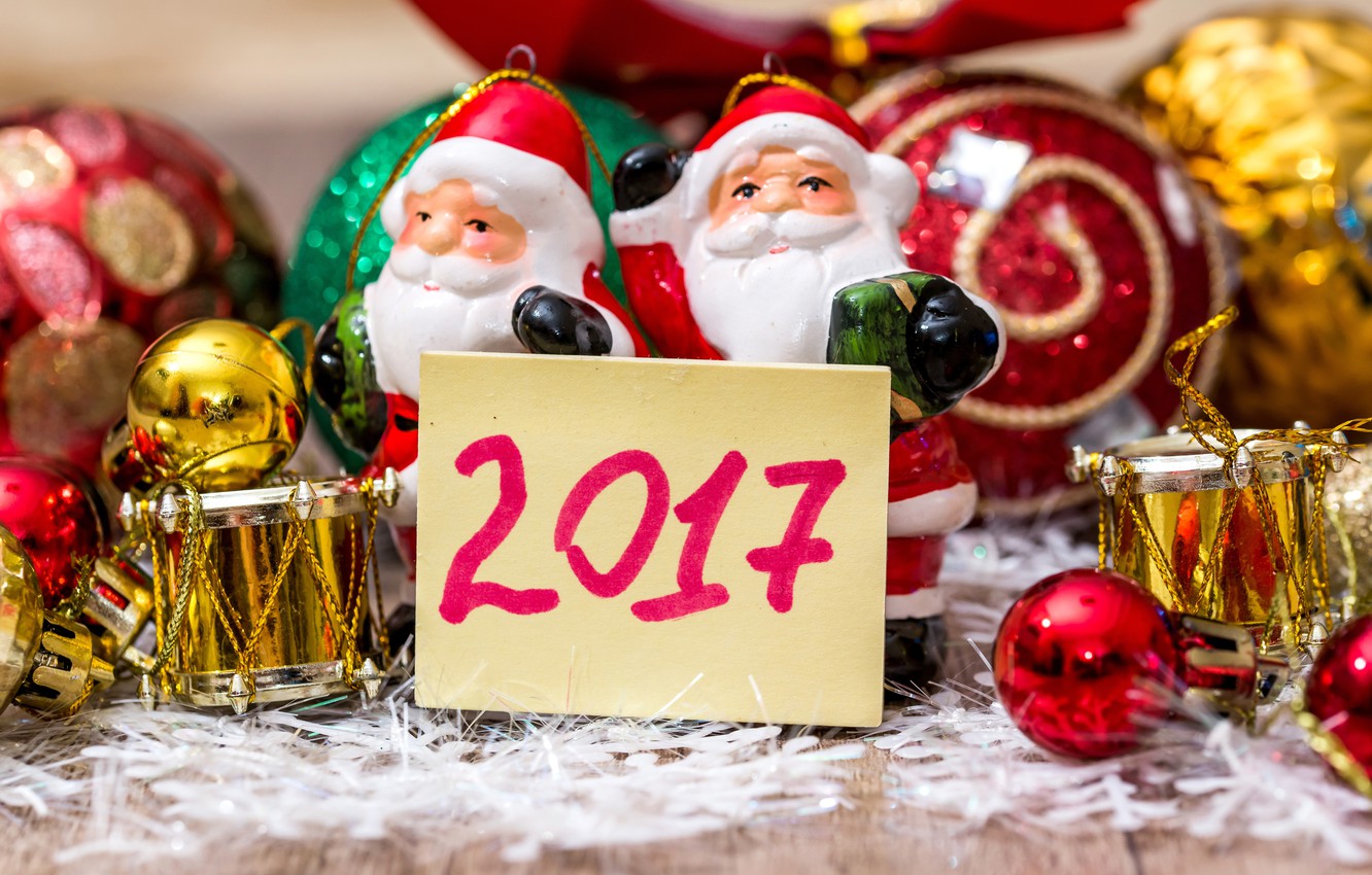 Photo Wallpaper New Year, Happy, Merry Christmas, Decoration, - Santa Claus - HD Wallpaper 