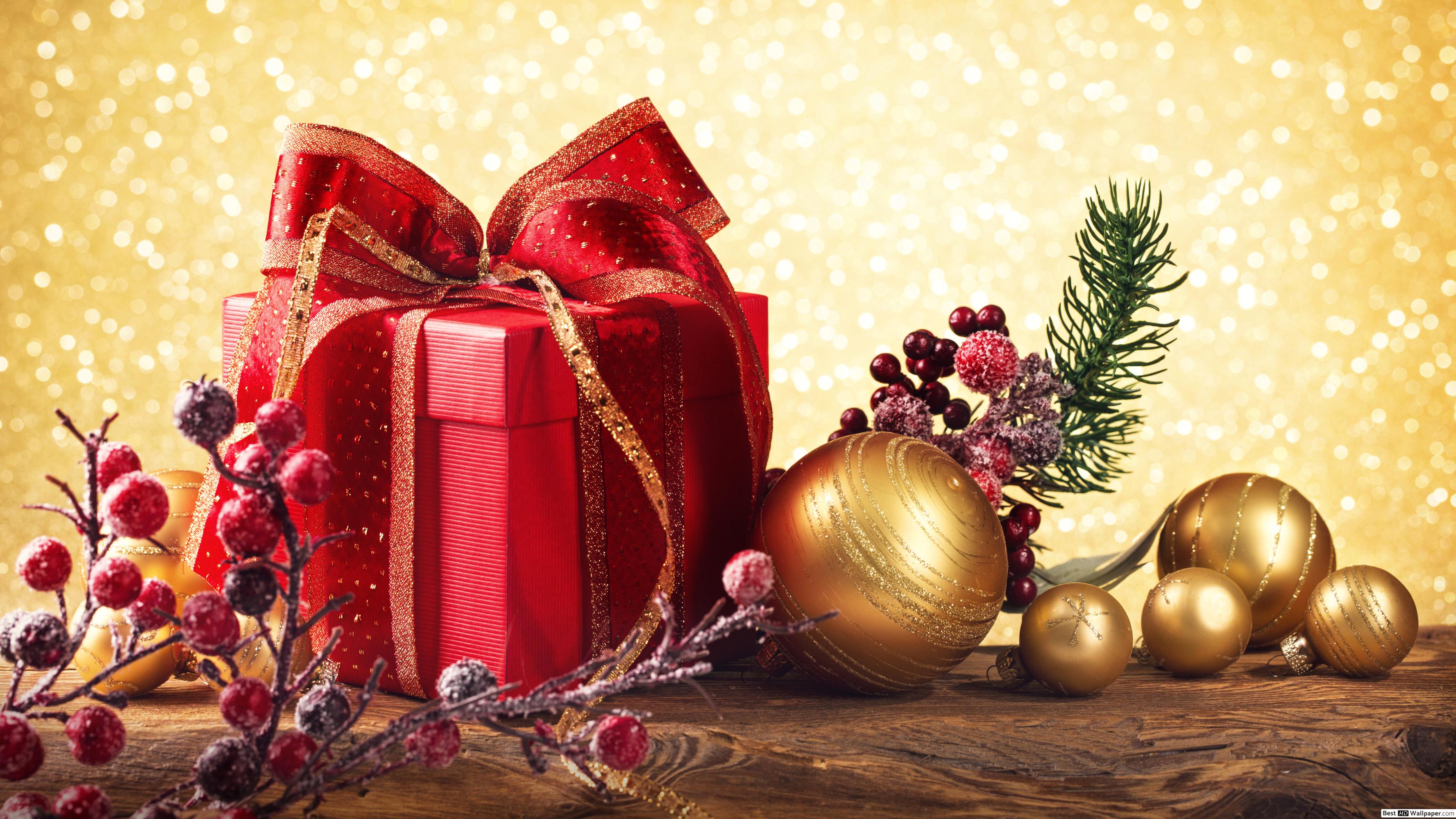 Bolas De Natal Douradas E Vermelhas - HD Wallpaper 