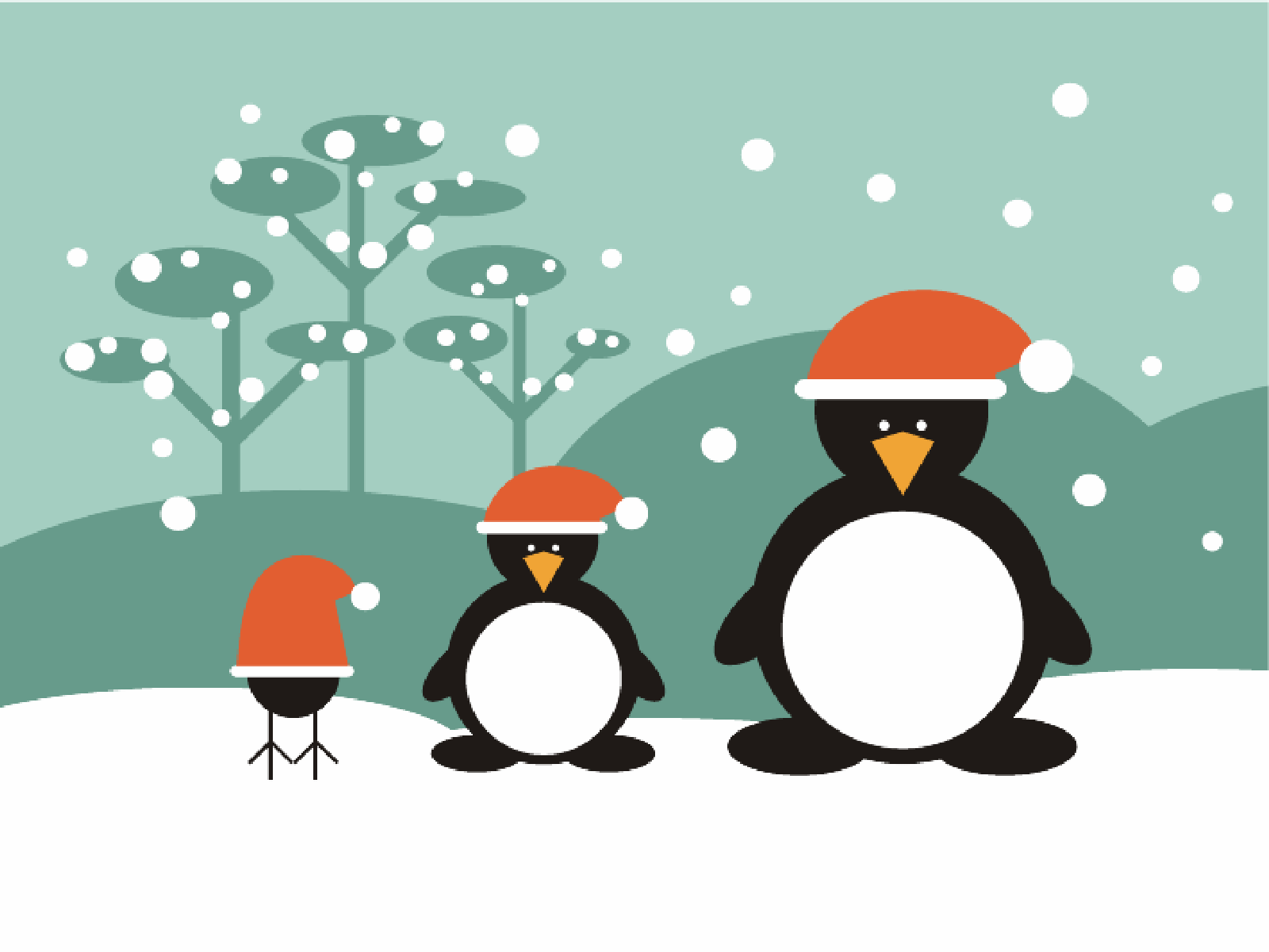 Christmas Wallpaper - Christmas Penguin - HD Wallpaper 