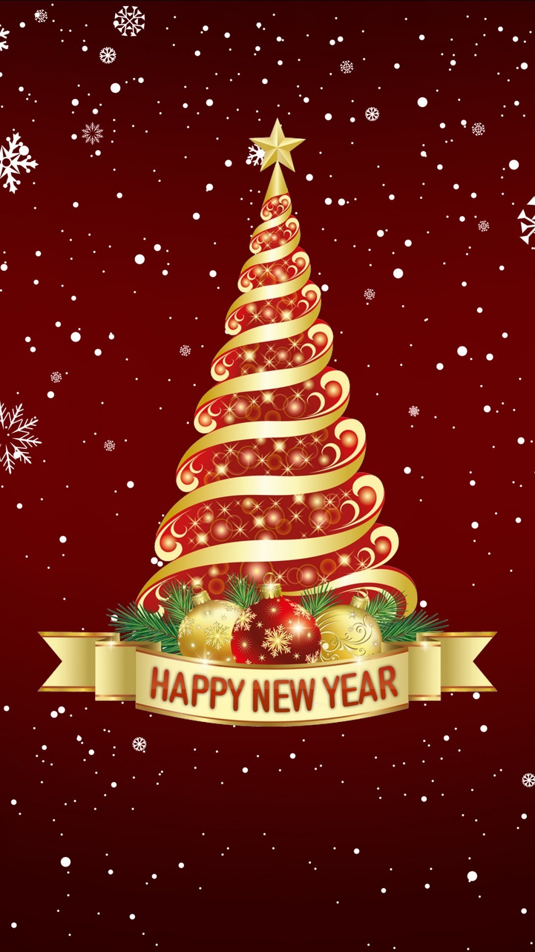 Free Happy New Year Christmas Tree Phone Wallpaper - Happy New Year 2020 - HD Wallpaper 