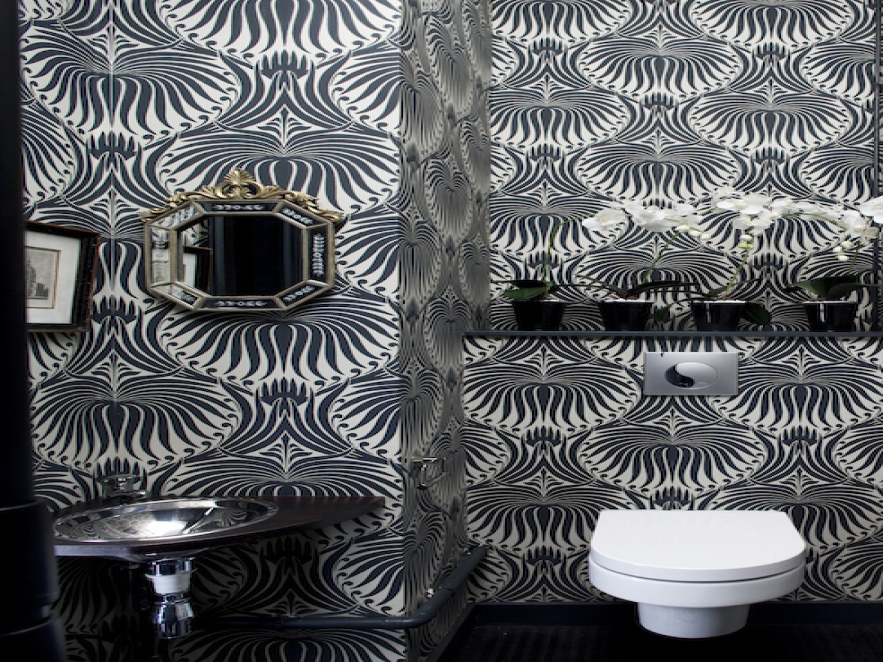 Farrow And Ball Skylight Lotus Wallpaper Black White - Farrow And Ball Wallpaper Bathroom - HD Wallpaper 