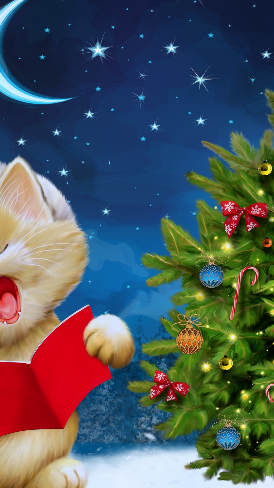 Cute Merry Christmas Wallpaper Cats - HD Wallpaper 
