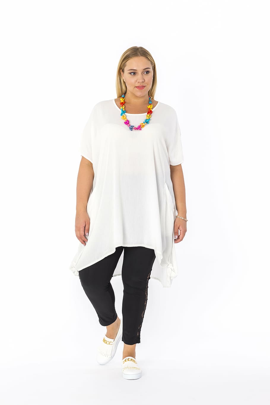 Women S White Top And Black Pants, Clothing, Big Size, - Ciuchy Dla Puszystych Pań - HD Wallpaper 