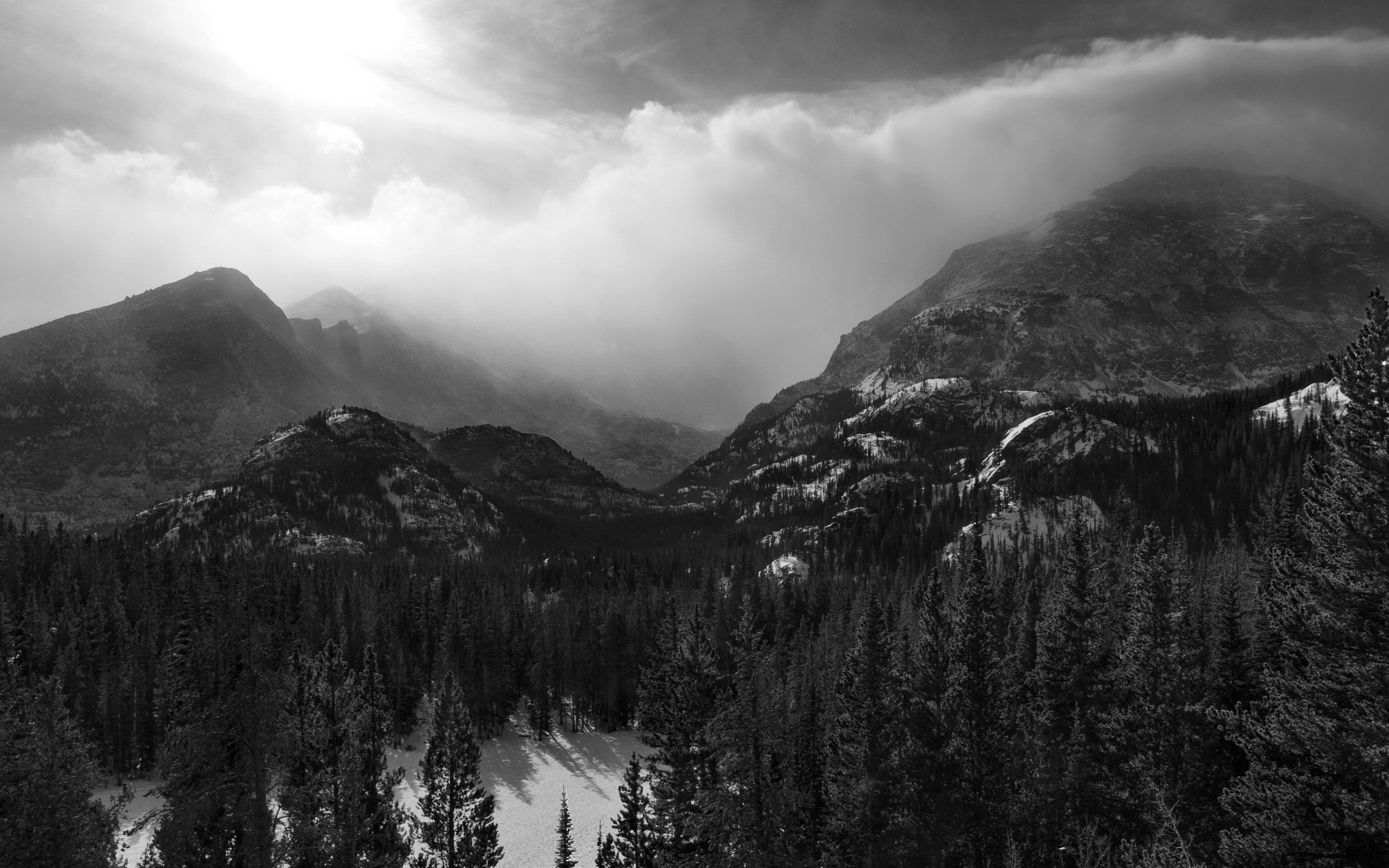 Macwallpaper - Mountains Black And White - HD Wallpaper 