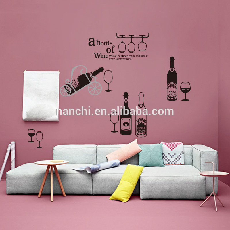 Creative Bar Wine Glass Wall Sticker Kitchen Pvc Bedroom - Unterschied Mags Soft Und Mags - HD Wallpaper 