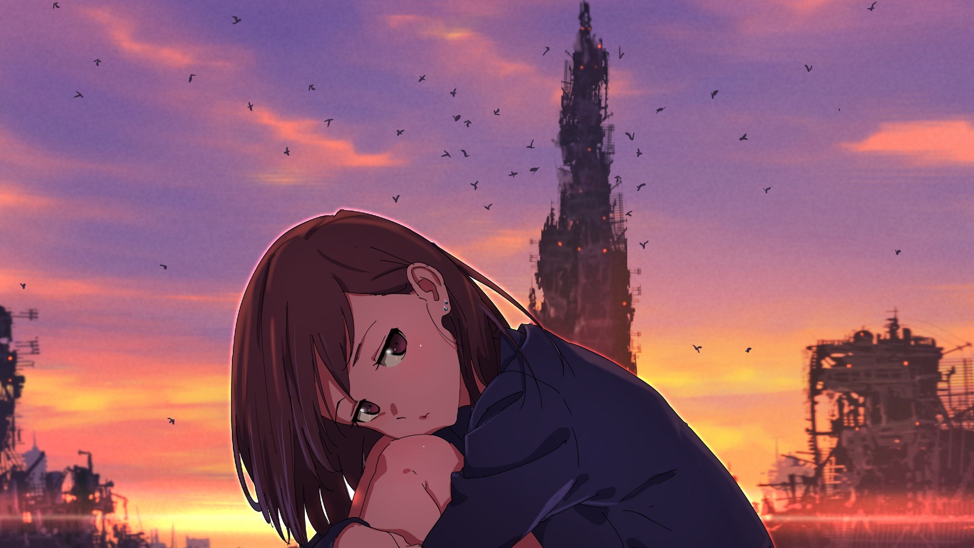Heart Broken Anime Girl - HD Wallpaper 