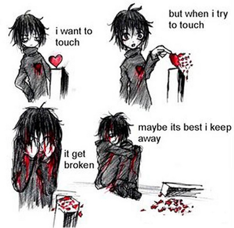 Emo Love Heart Broken - Broken Heartbreak Anime Quotes - HD Wallpaper 