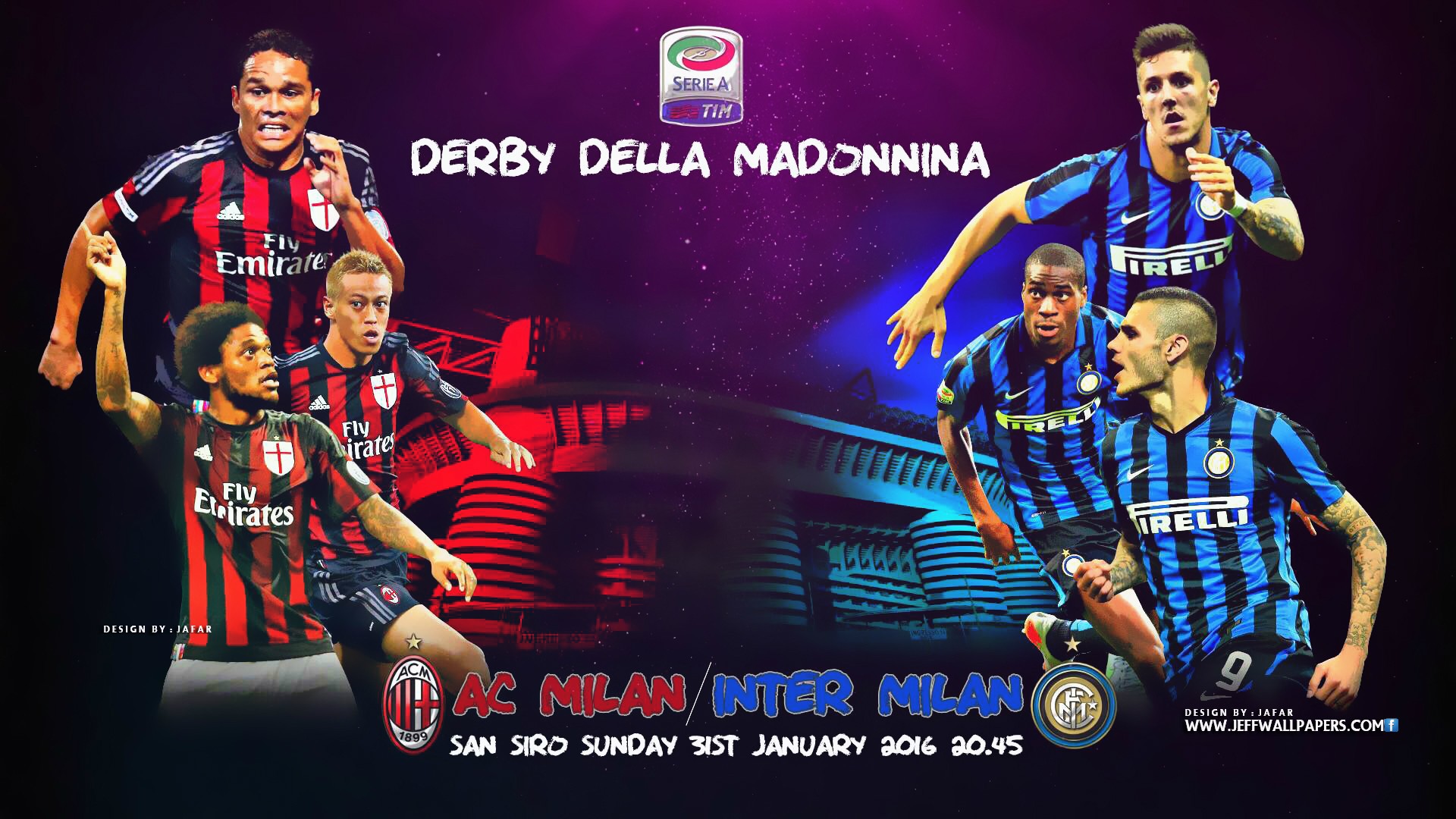 Ac Milan Vs Inter Milan 2016 Seria A Hd Wallpapers - Ac Milan Vs Inter Milan 2018 - HD Wallpaper 