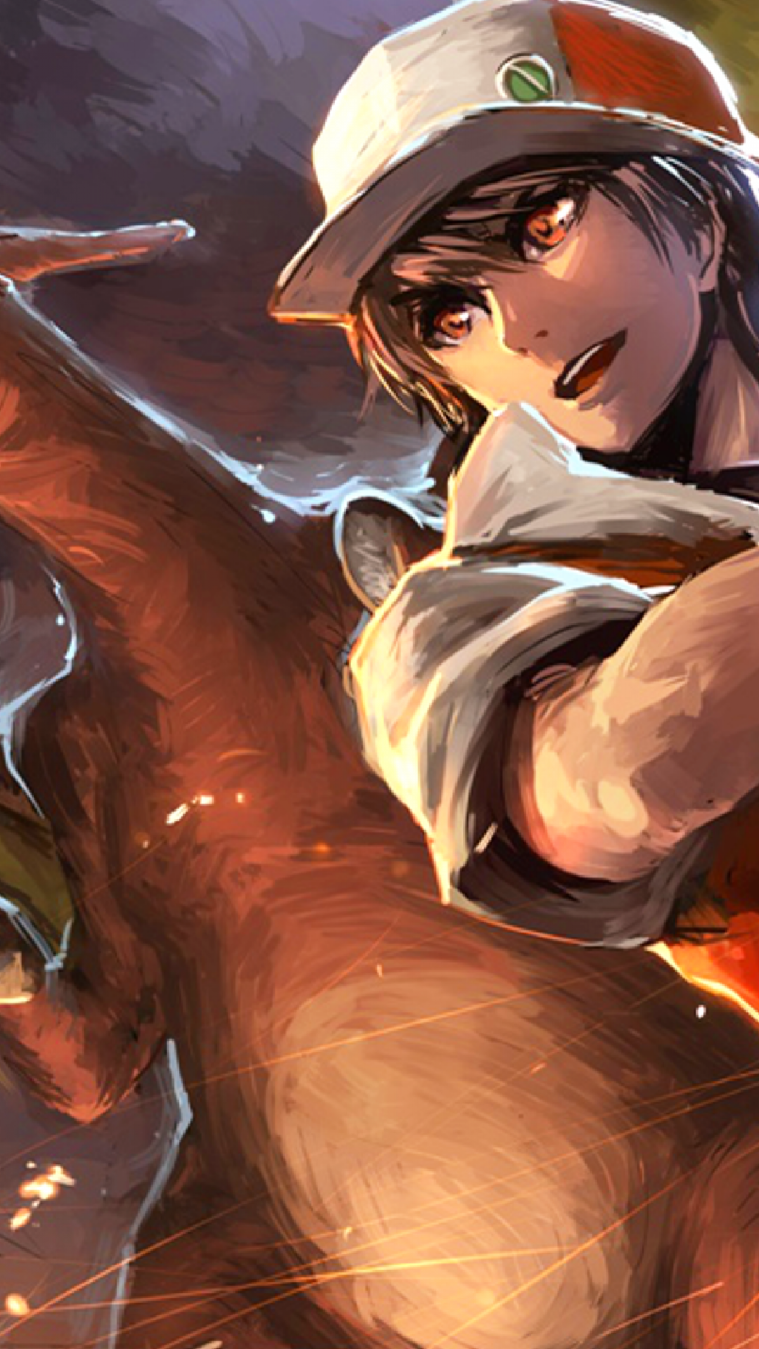 Pokemon Go, Charizard, Trainer, Artwork, Painting - Pokemon Trainer Red - HD Wallpaper 