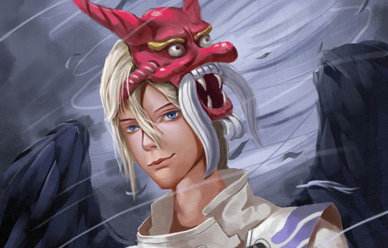 Photo Wallpaper Look, Angel, Mask, Onmyouji, Onmyoji, - Illustration - HD Wallpaper 