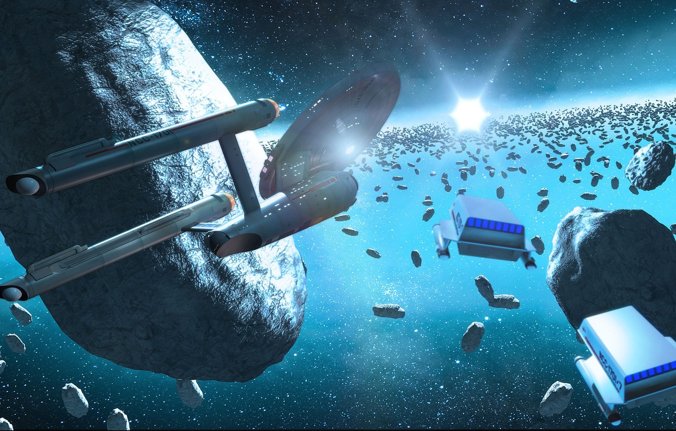 Photo Wallpaper Spaceships, Asteroids, The Ice Forests - Outer Space - HD Wallpaper 
