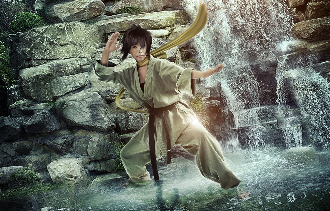 Photo Wallpaper Waterfall, Street Fighter, Makoto, - Makoto Street Fighter - HD Wallpaper 