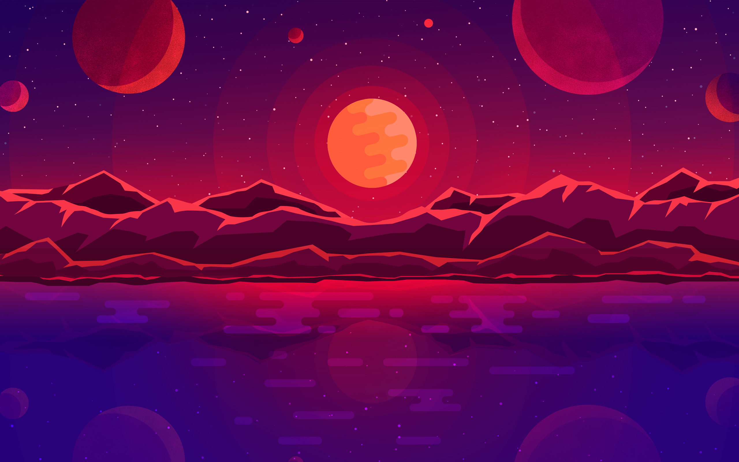 Sunset Planets Hd170419598 - Red Moon Wallpaper 4k - HD Wallpaper 