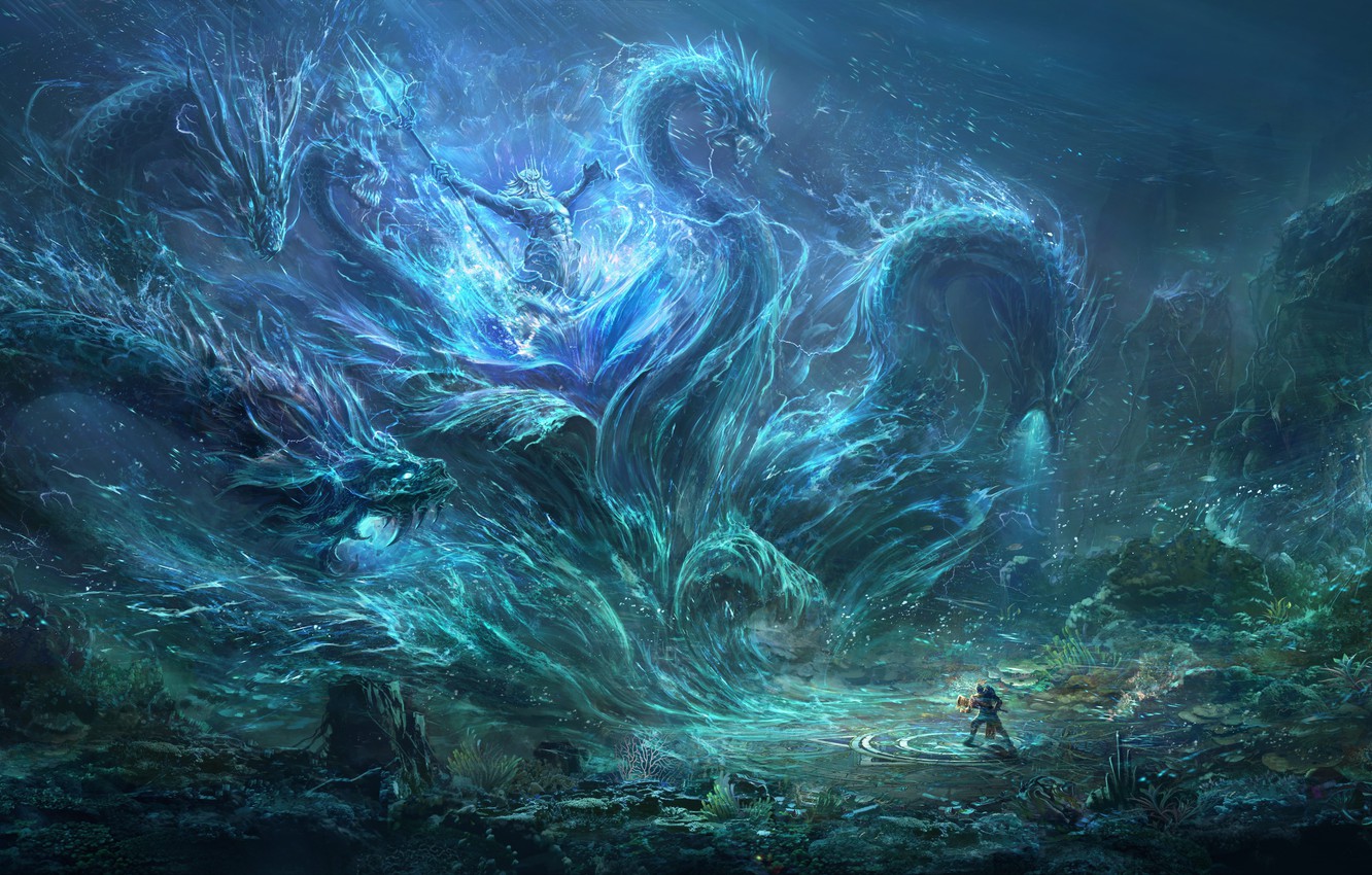 Photo Wallpaper People, Monster, Trident, Monster, - Sea Monster Facebook Cover - HD Wallpaper 