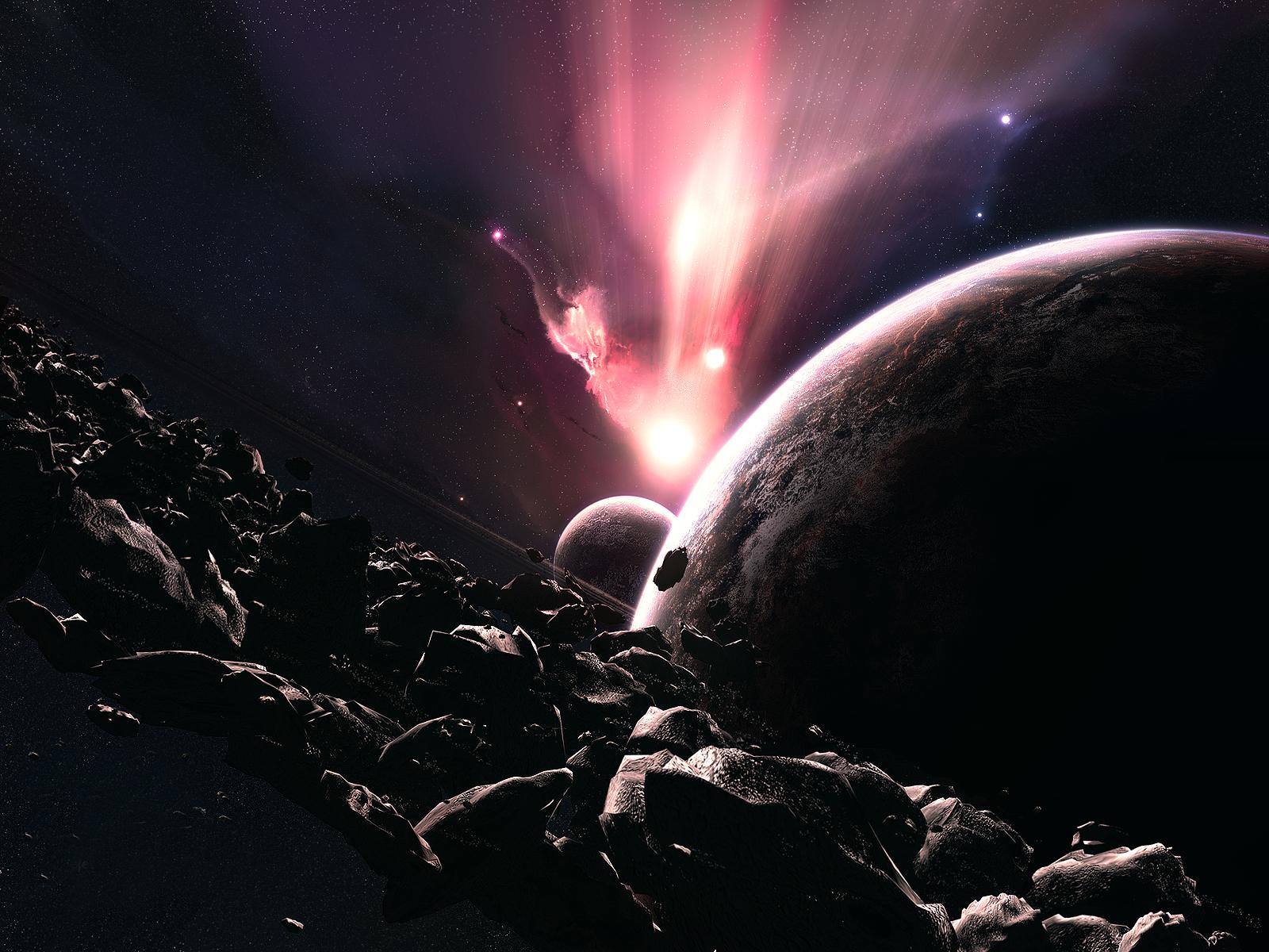 Space Wallpaper Asteroids - HD Wallpaper 