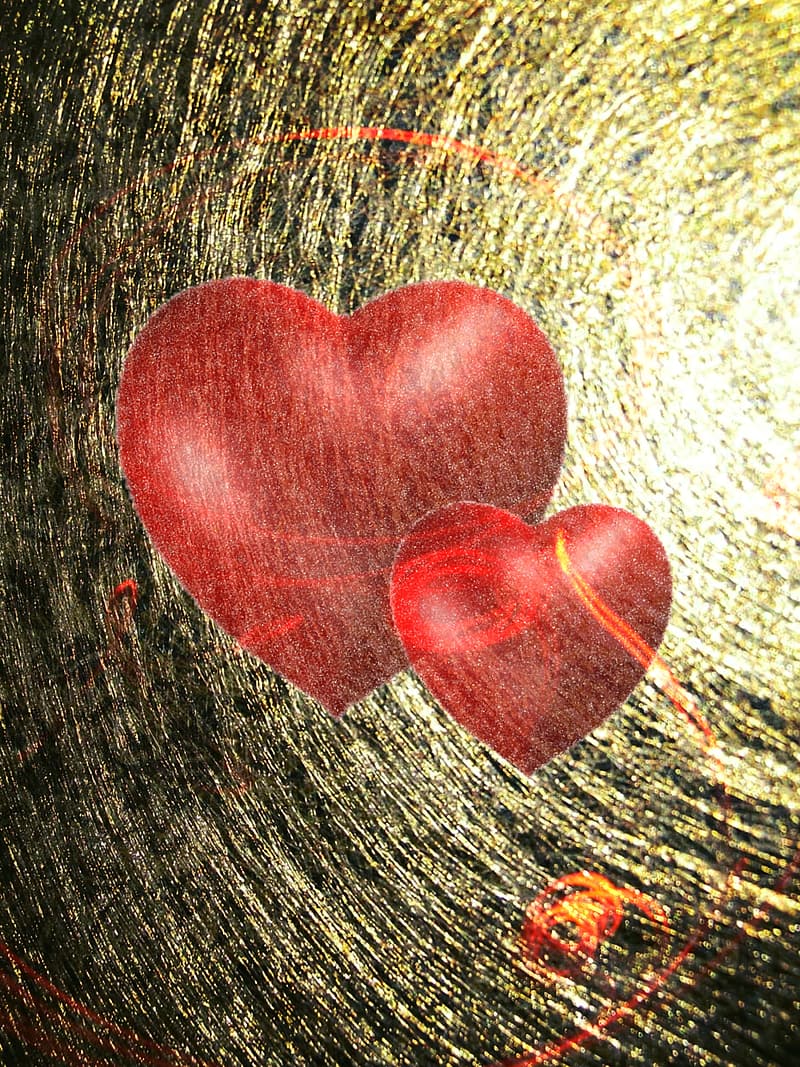 Two Red Hearts Digital Wallpaper - Saint Valentin Pour Fils - HD Wallpaper 