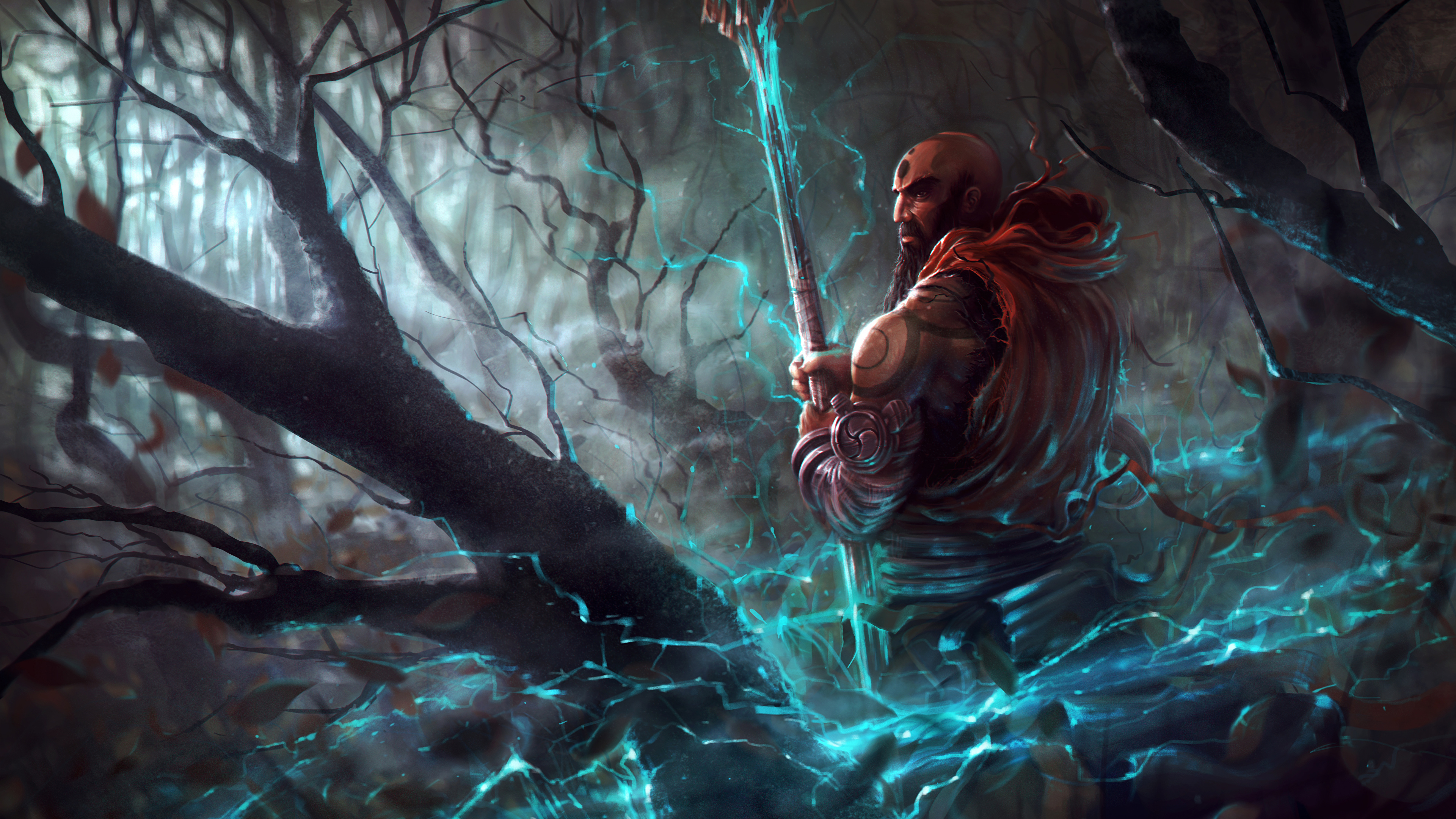 Monk Fantasy Lightning - HD Wallpaper 