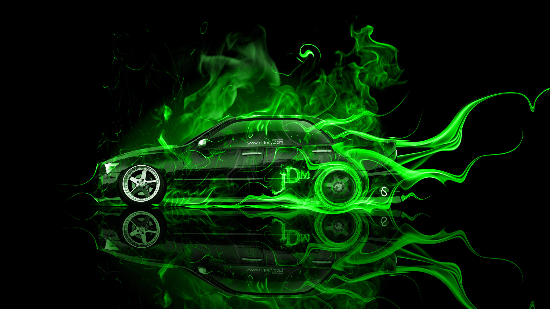 Neon Green Car Drifting - HD Wallpaper 