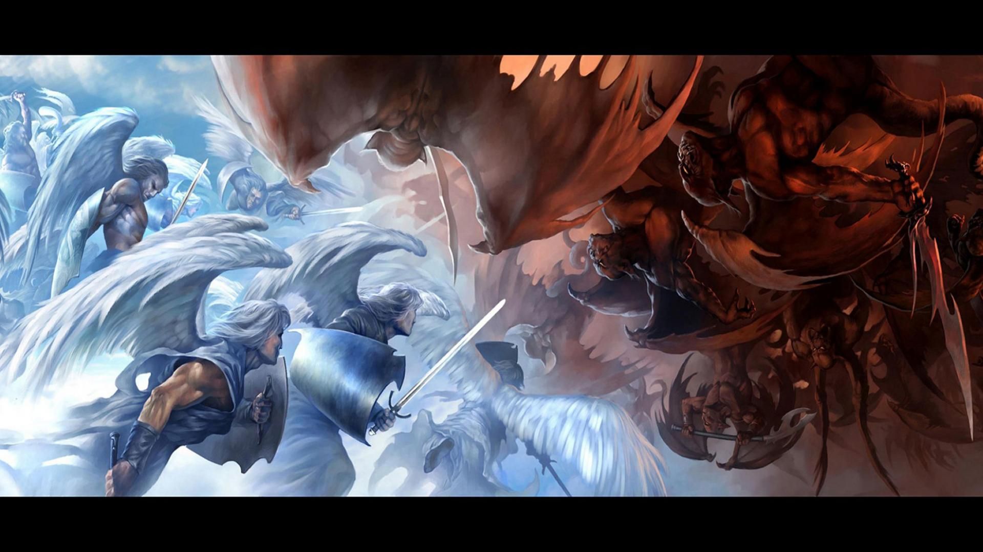 Angel Vs Demon Battle - HD Wallpaper 