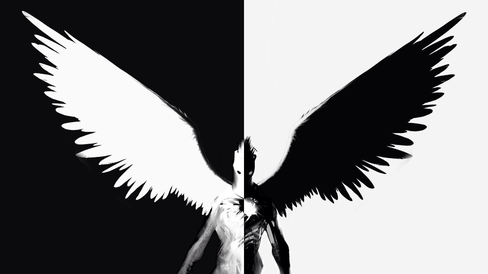 B L E A C H Half Angel Half Demon, Demon - Black And White Demon - 1600x900  Wallpaper 