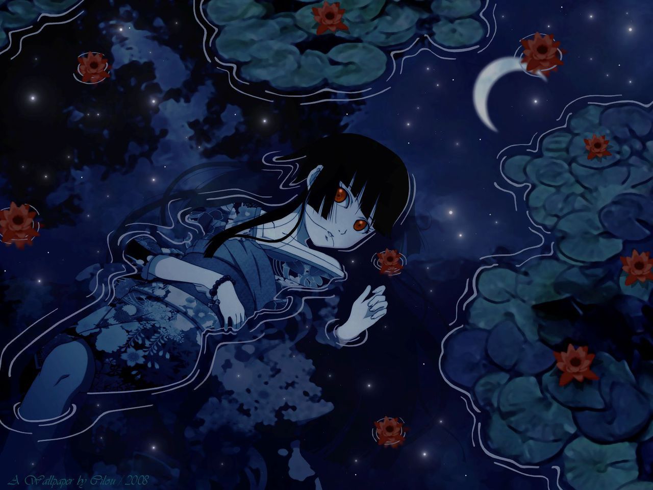 Anime, Hell Girl, And Moon Image - Jigoku Shoujo Wallpaper Hd - HD Wallpaper 