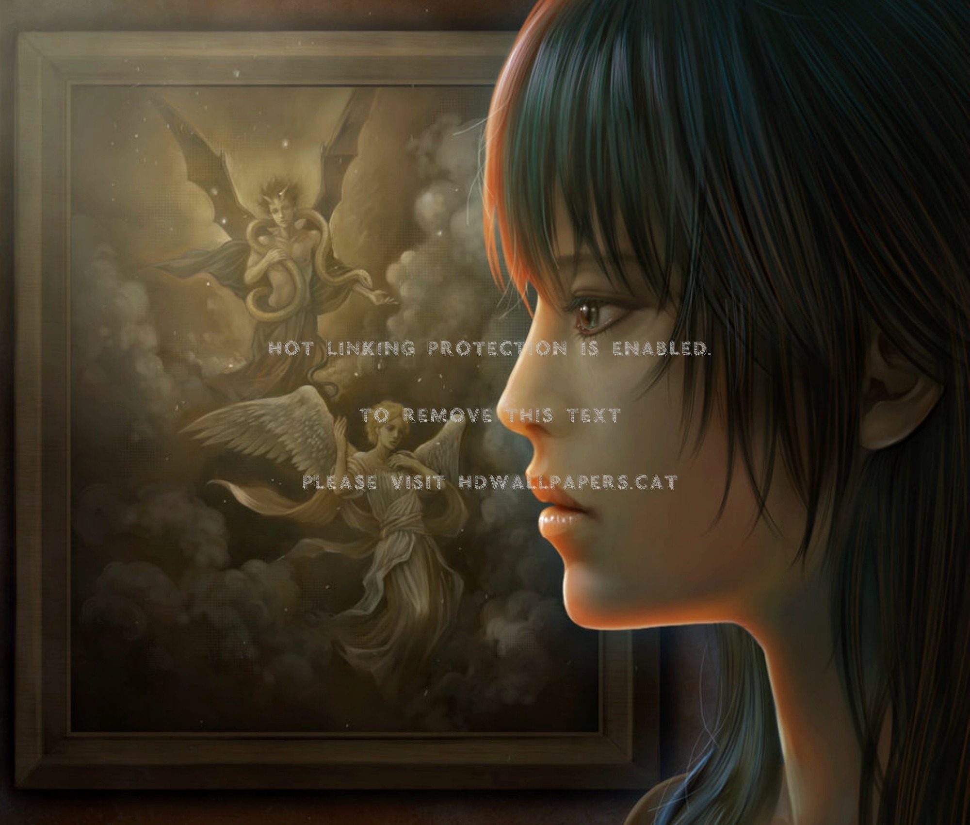 Angel And Demon Girl Hirousuda Painting Art - Cg Artwork - HD Wallpaper 