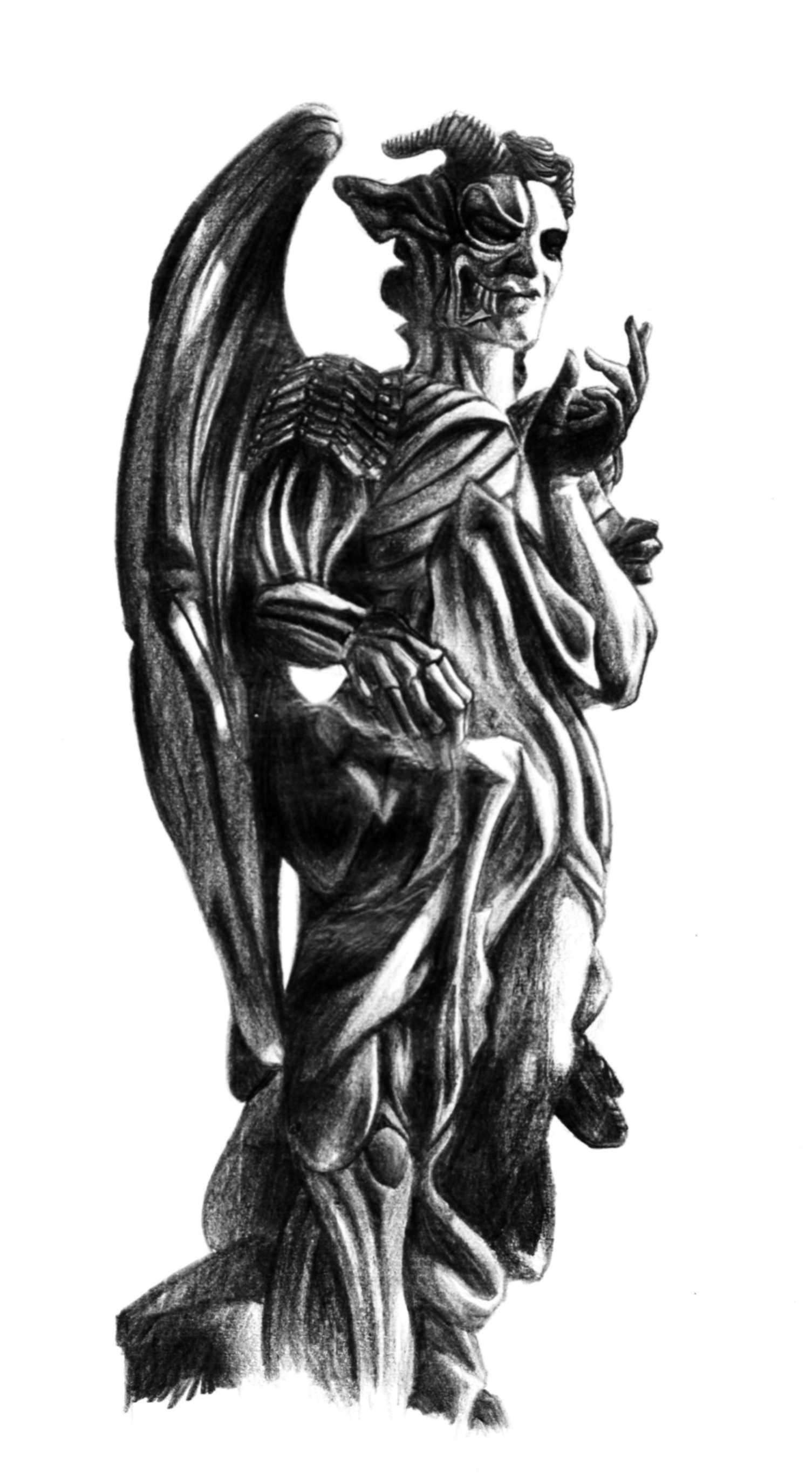 Demon Drawing Statue For Free Download - Angels And Demons Statue Design - HD Wallpaper 