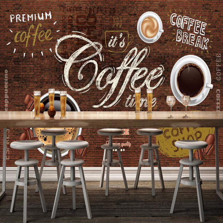 Customized Hemp Fabric Bar Foodie Cafe Wood Feeling - Coffee Shop - HD Wallpaper 