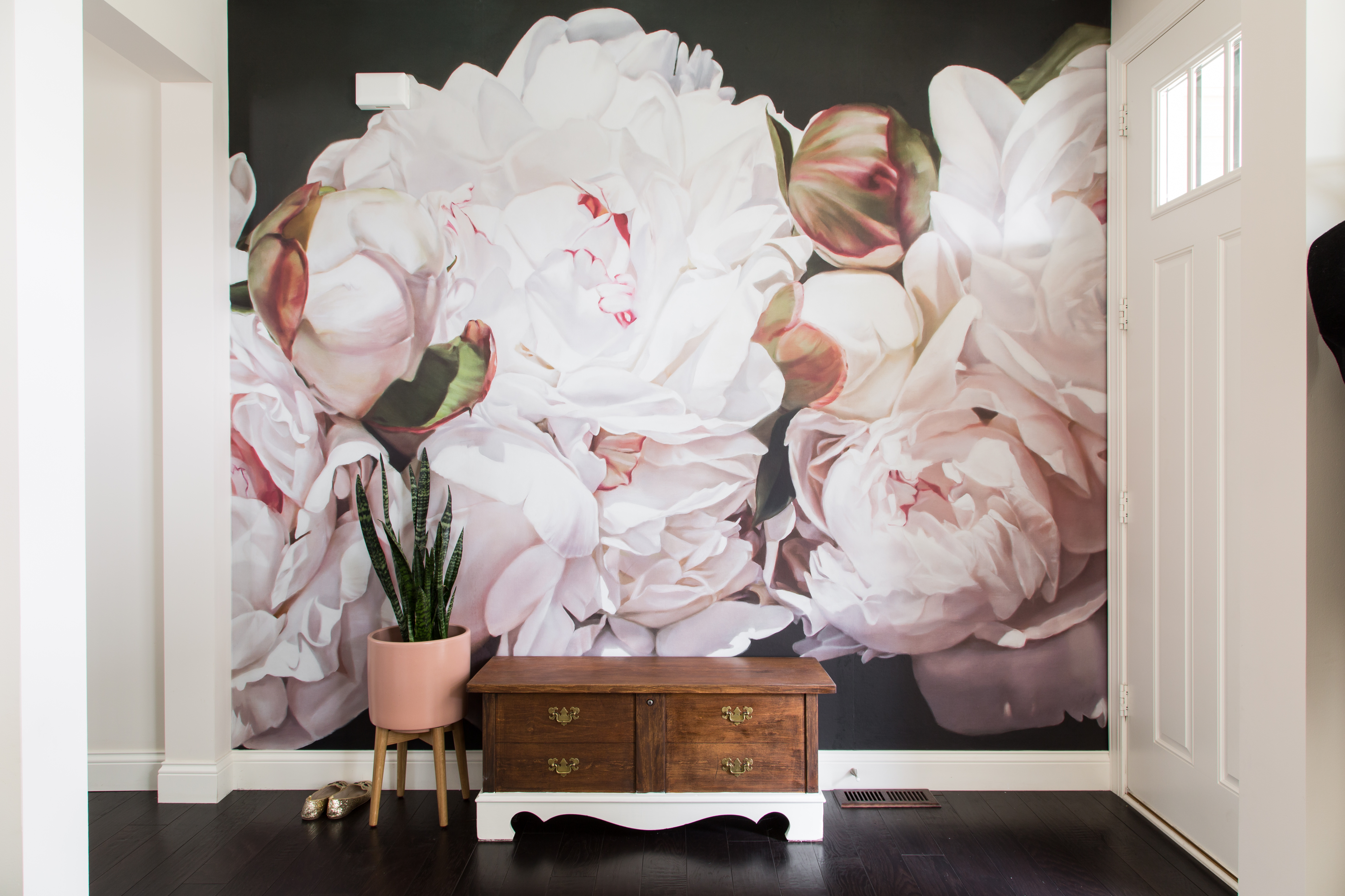 Peony Wallpaper Accent Wall - HD Wallpaper 