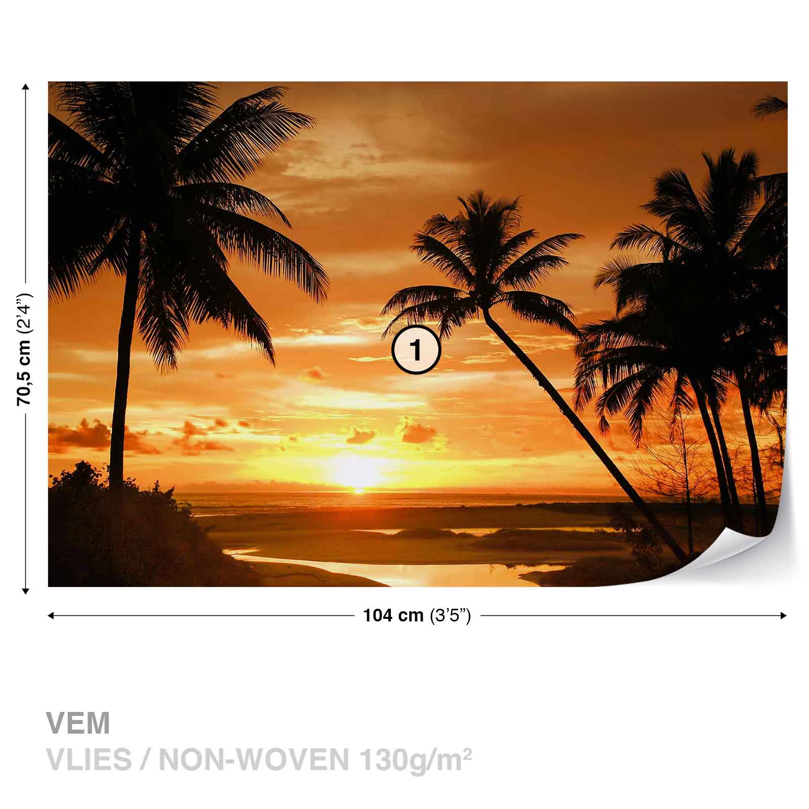 Wall Mural Photo Wallpaper Xxl Beach Tropical Sunset - Západ Slunce Na Pláži - HD Wallpaper 