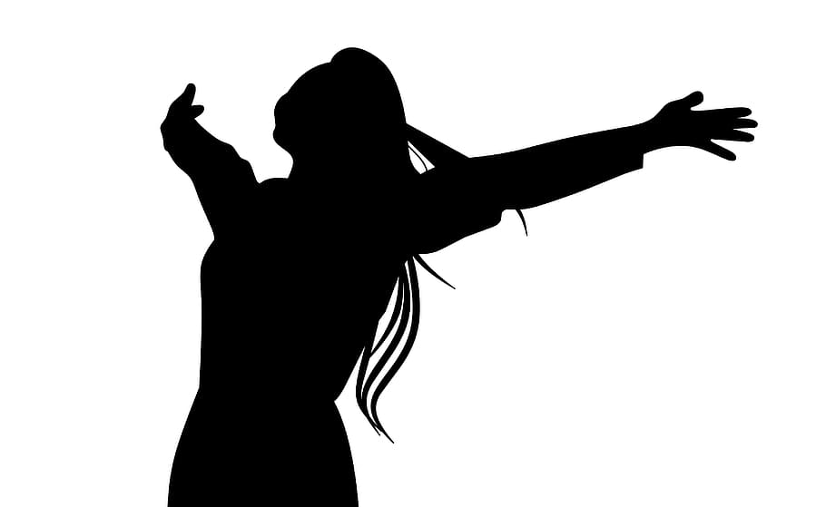Illustration Of Woman With Arms Wide - Women With Open Arms Silhouette - HD Wallpaper 
