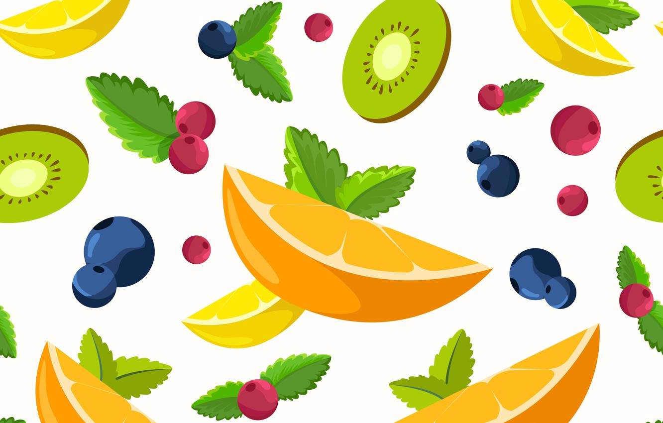 Photo Wallpaper White, Berries, Background, Fruit, - Фон Фрукты Ягоды - HD Wallpaper 