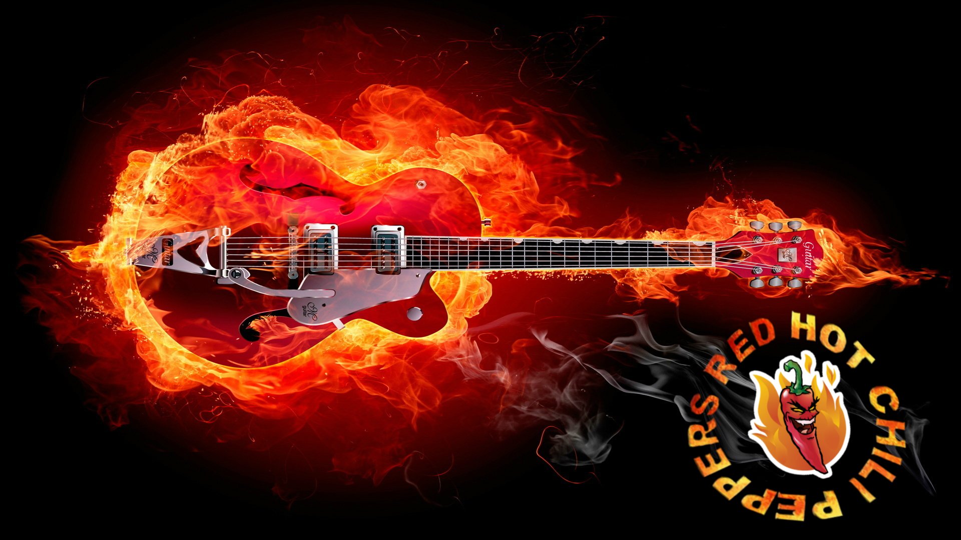 Flaming Guitar - HD Wallpaper 