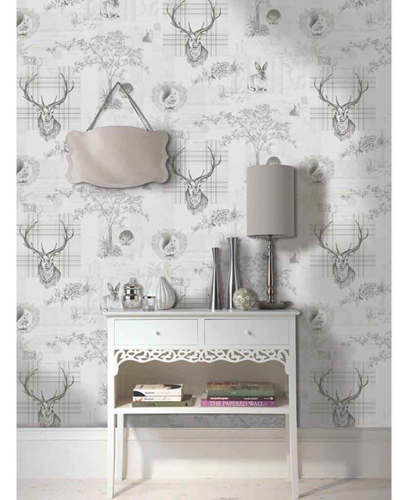 Richmond Grey Charcoal Wallpaper - Holden Richmond Highland Stag Grey Charcoal - HD Wallpaper 