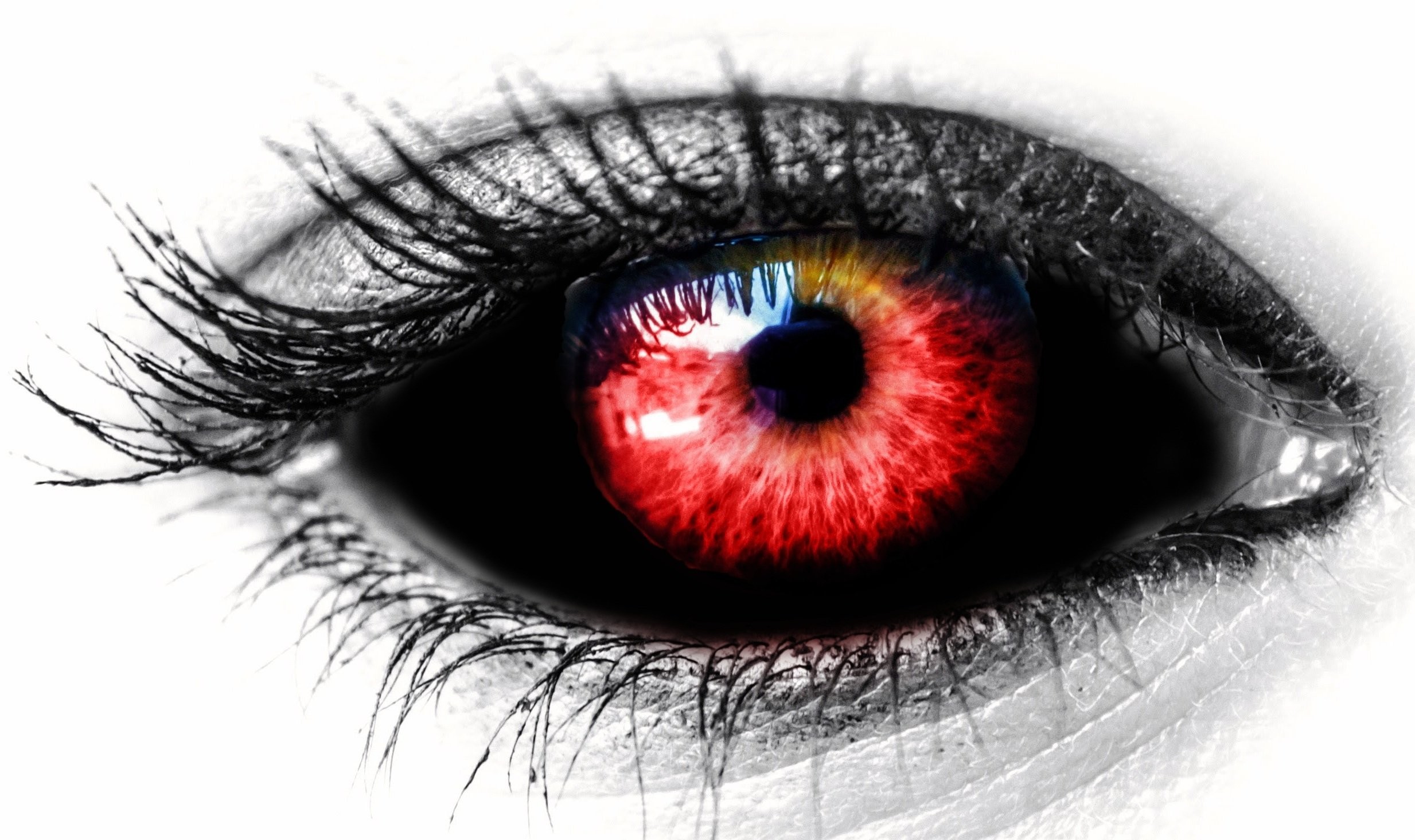 Eye Black Red Female Red Color Vampire Dark Horror - HD Wallpaper 