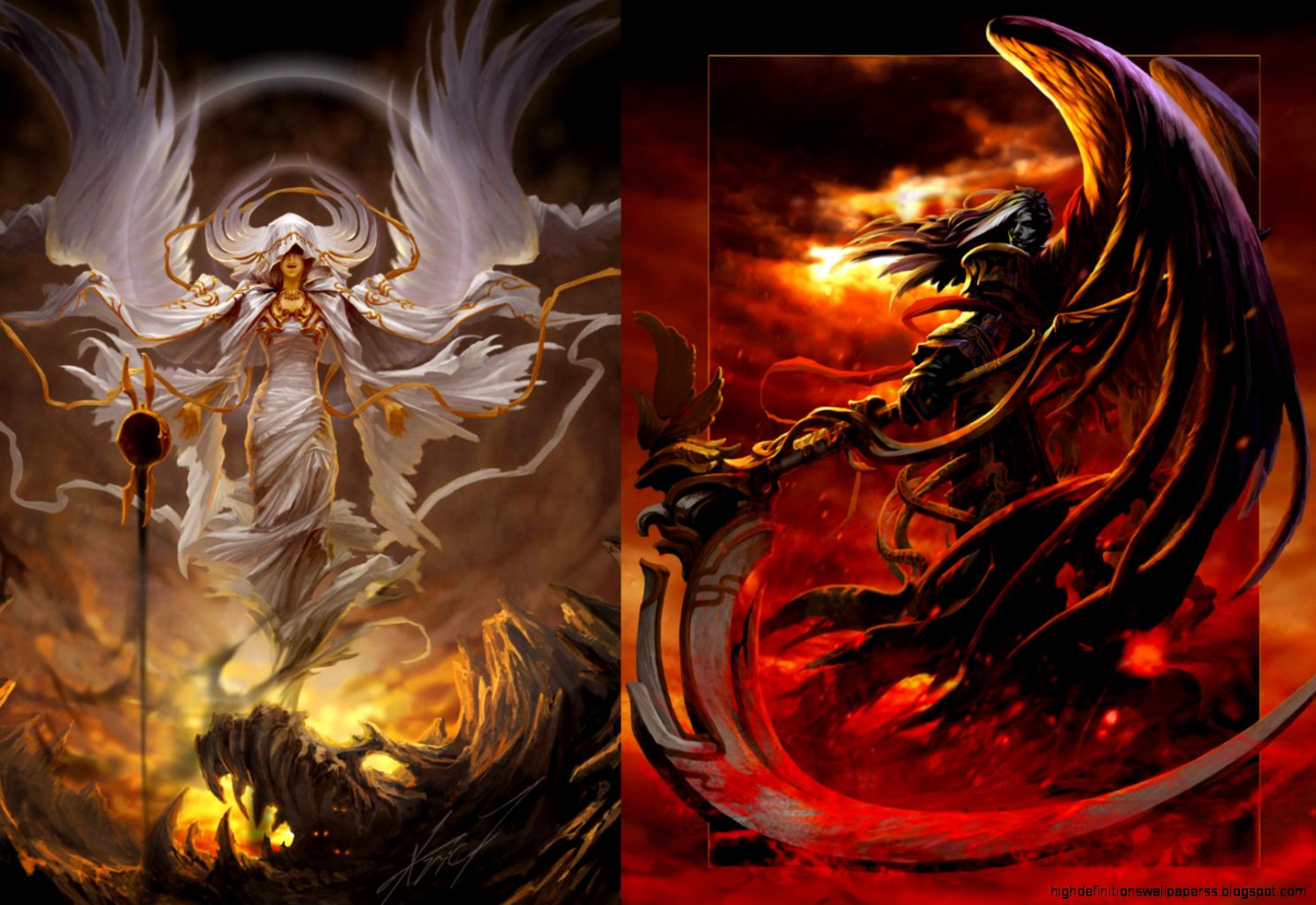 Fantasy Skull Angel Wings Artwork By Android Jones - Red Angel Of Death - HD Wallpaper 