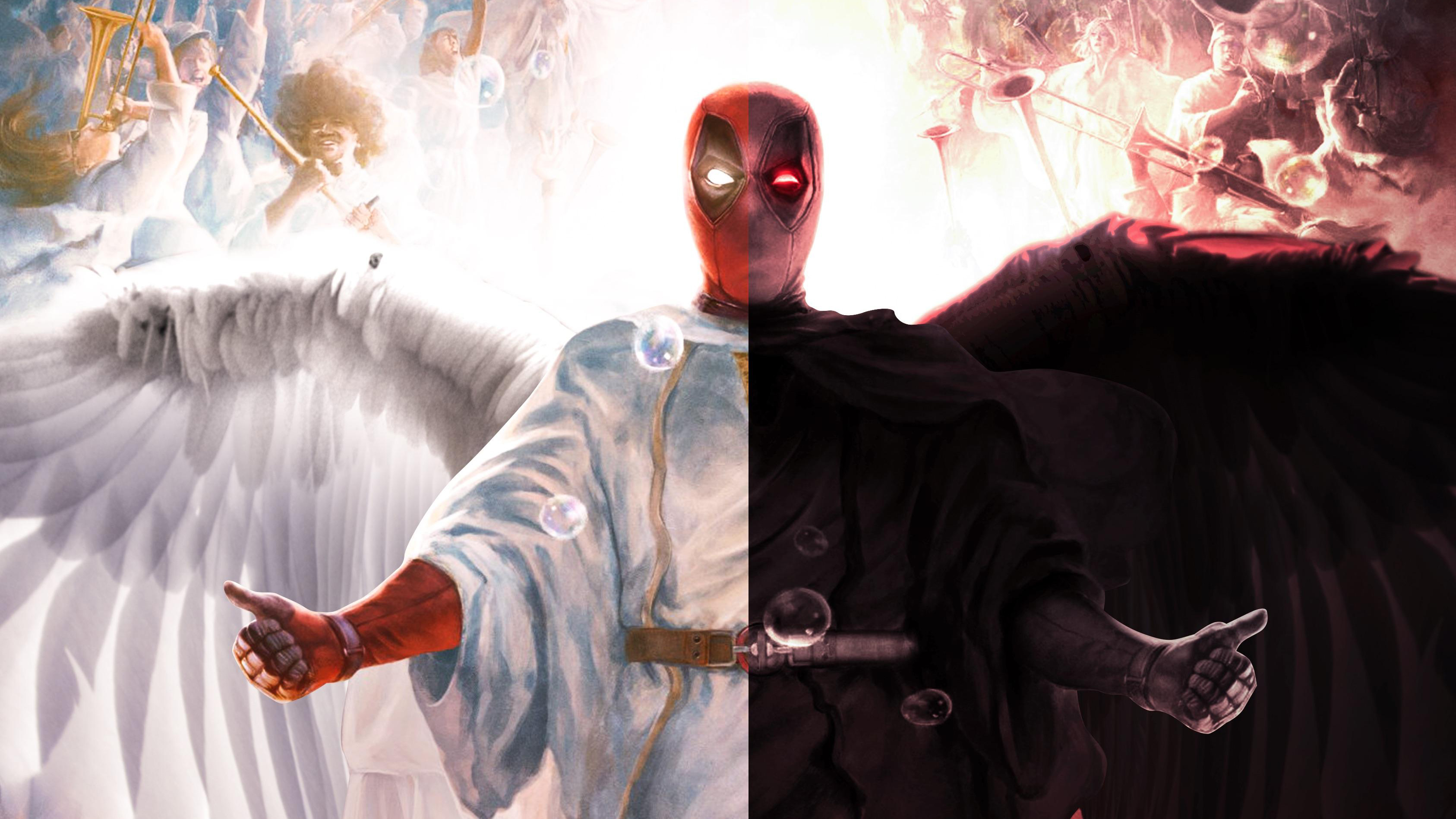 Deadpool Wallpaper Deadpool Devil And Angel 1u - Devil Angel Wallpaper Hd - HD Wallpaper 