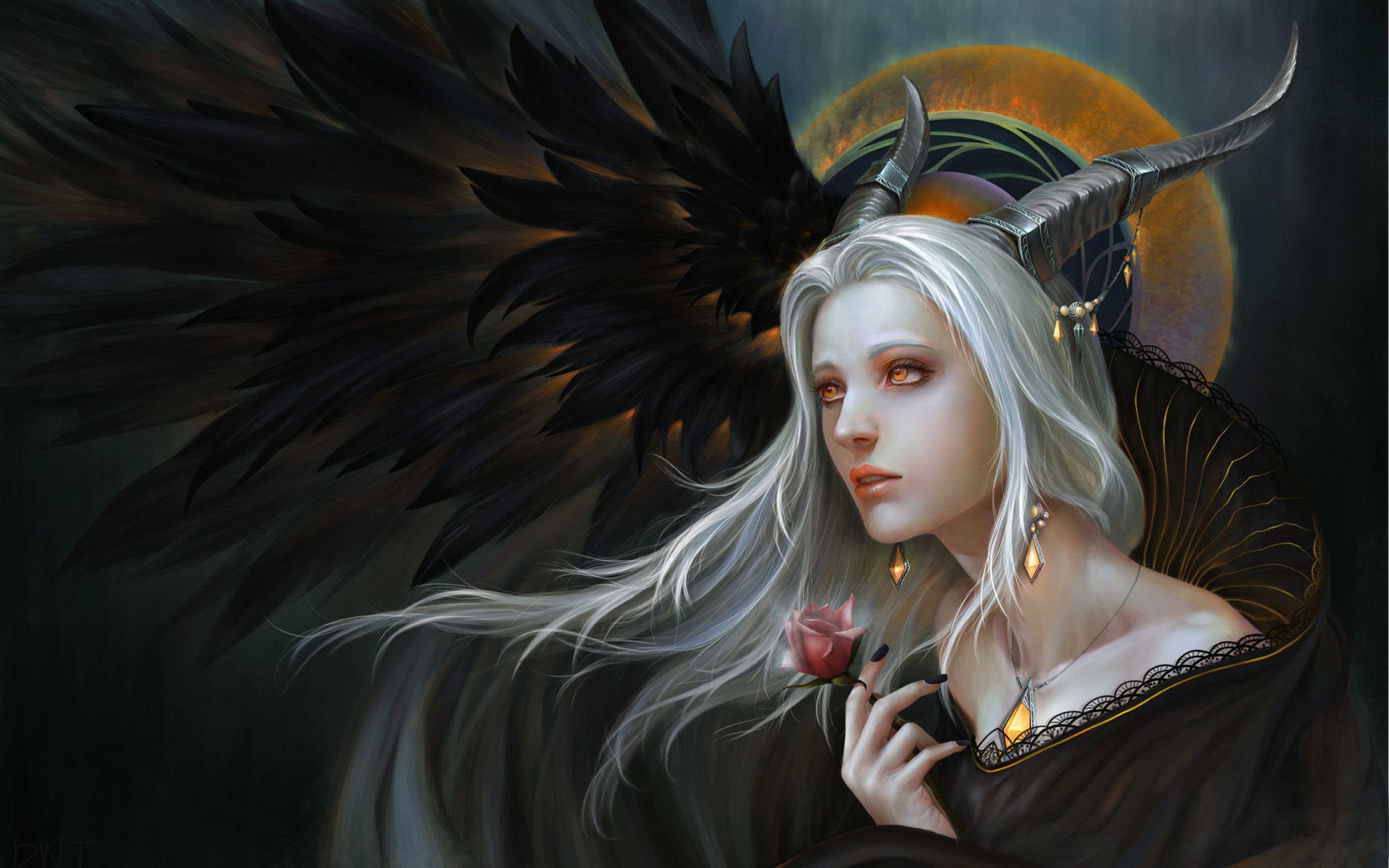 Silver Hair Woman Art - HD Wallpaper 