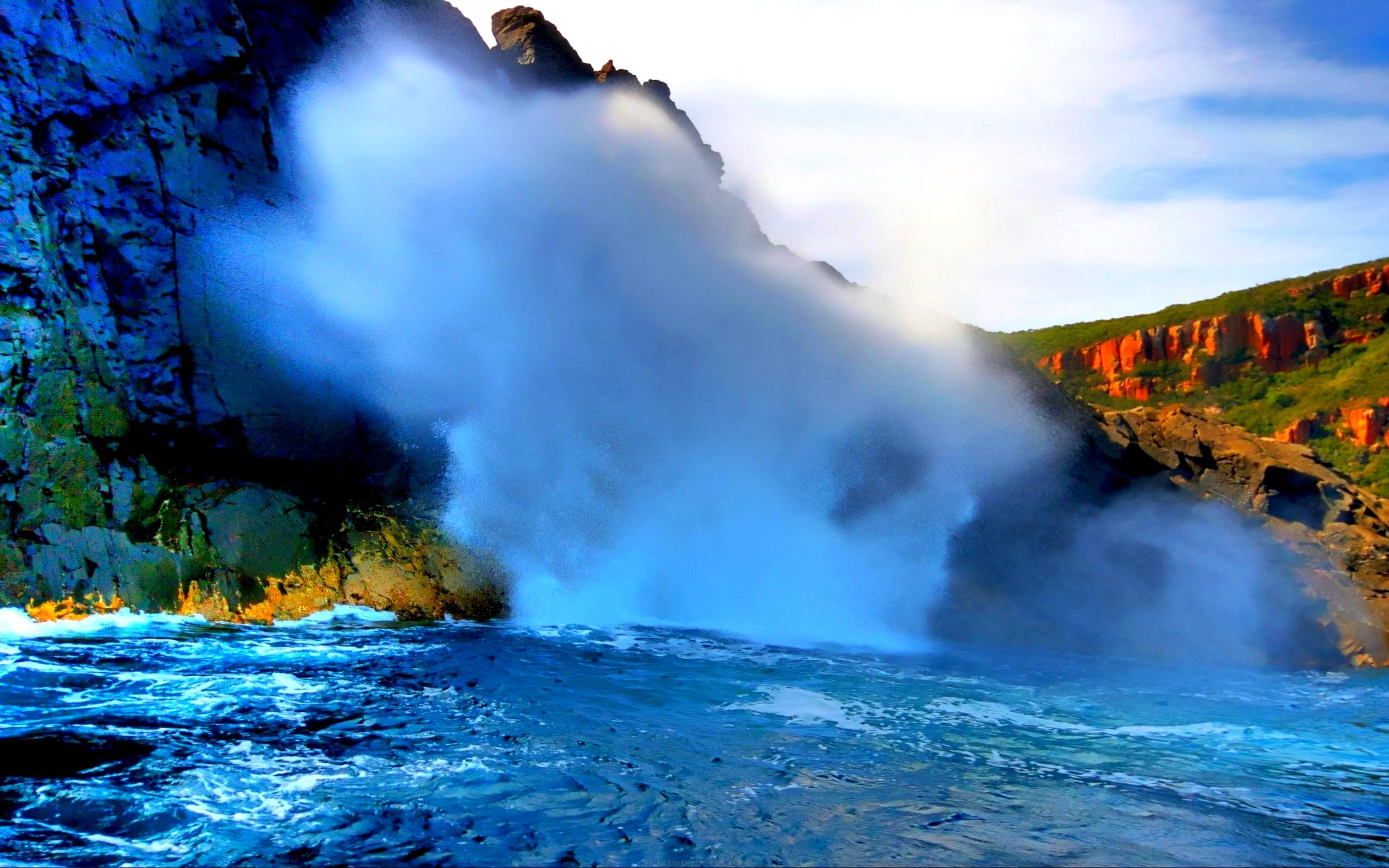 Blowhole,tasmania - Waterfall - HD Wallpaper 