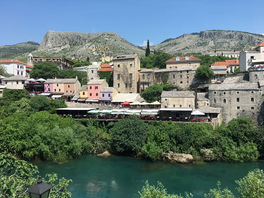 Mostar, River, Bosnia, Islam, Moslem, Architecture, - Mostar - HD Wallpaper 