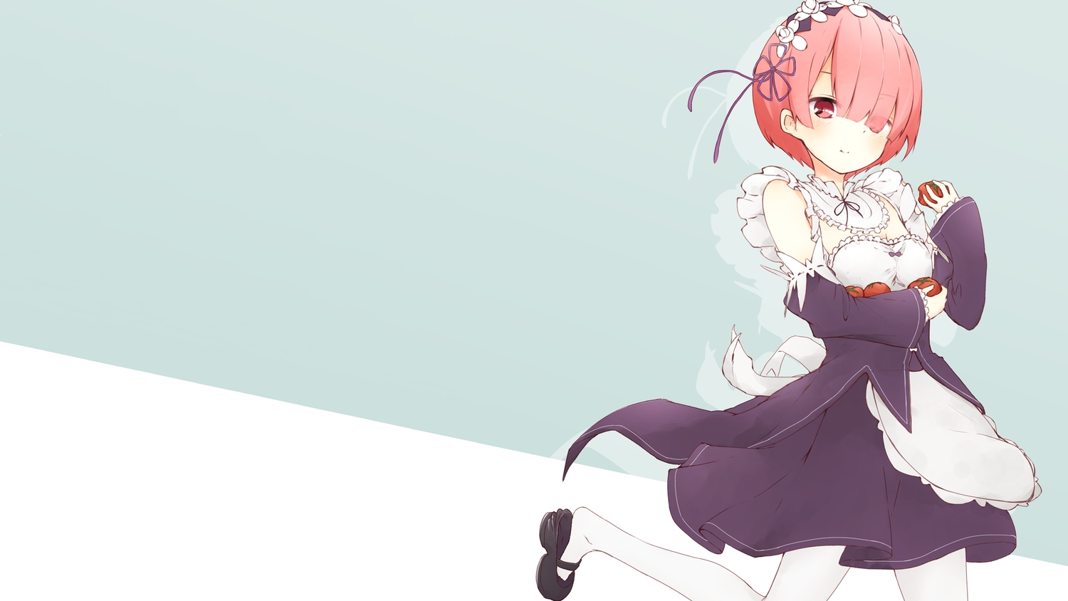 Headdress Maid Manse Pantyhose Pink Eyes Pink Hair - Re:zero − Starting Life In Another World - HD Wallpaper 