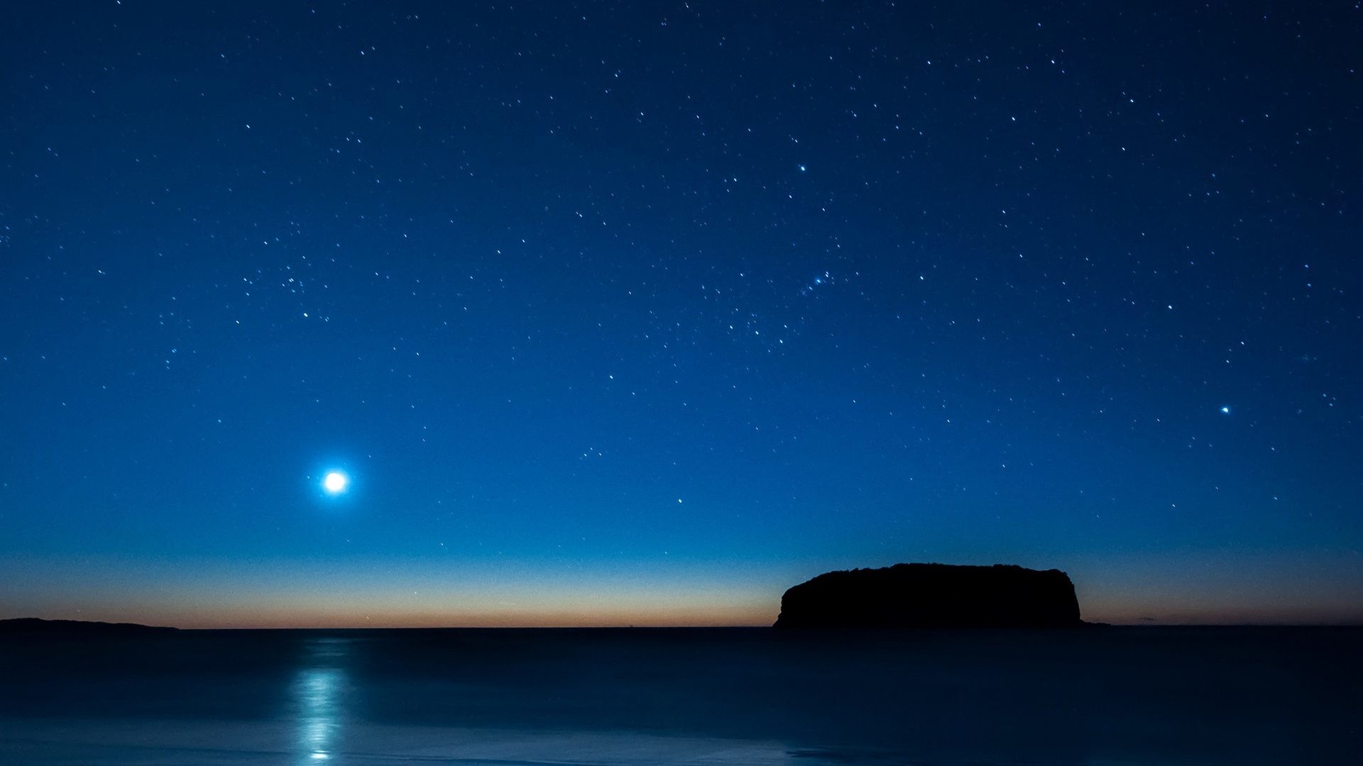 Moonlight Blue Ocean Stars Night Free Animated Nature - Star - HD Wallpaper 