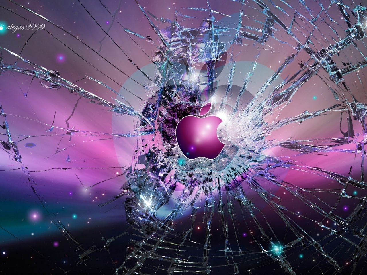 Cracked Phone Screen Wallpaper - Broken Computer Screen Apple - HD Wallpaper 